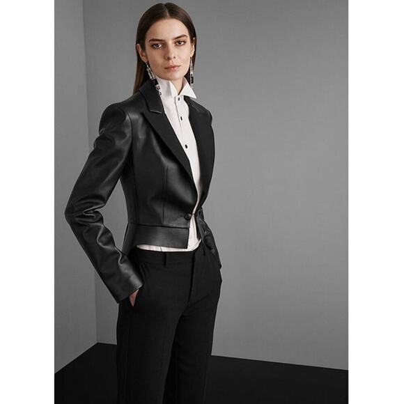 Ralph Lauren Collection Purple Label Black Leather Jacket Tailcoat Tuxedo $3490 - Picture 5 of 16